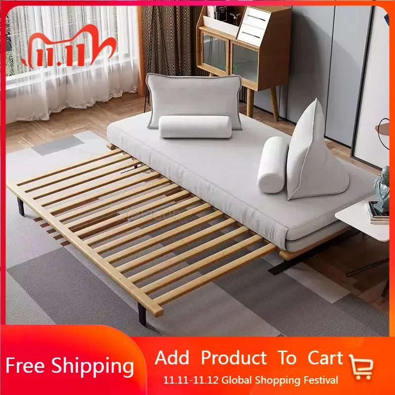 

Sofa Bed Foldable European Solid Wood Multifunctional Sitting And Sleeping Space Saving Modern Living Room Sofas Bed Furniture
