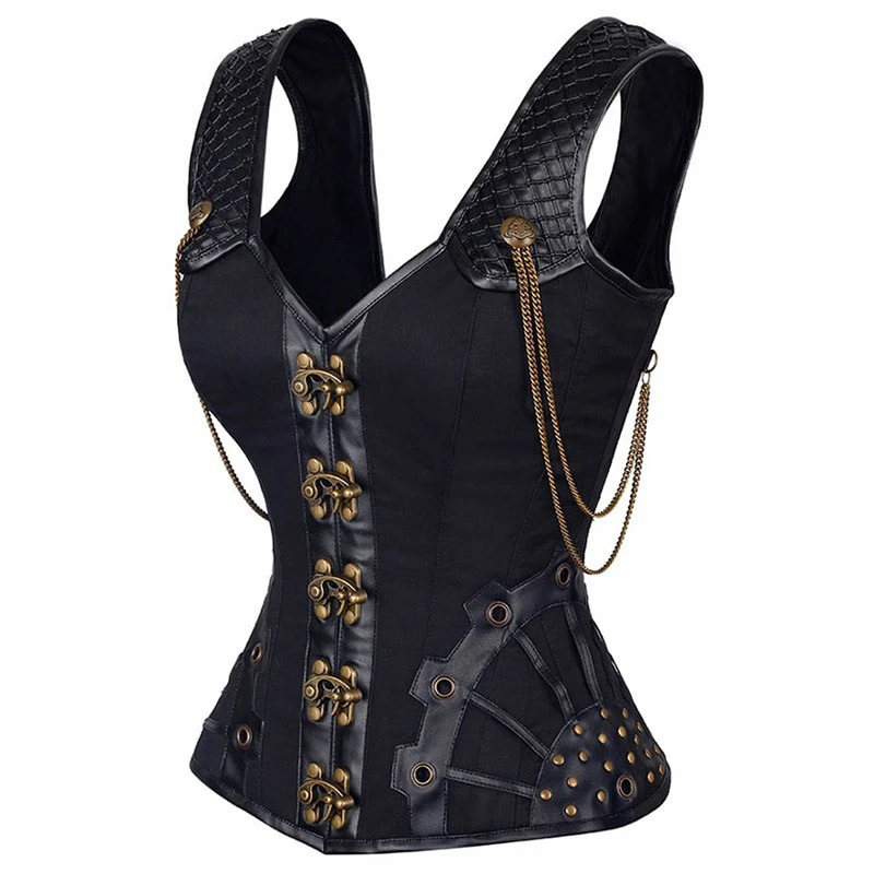 

Steampunk Corset Sexy Bustier Top Gothic Leather Corset Overbust Corselet Vest Shaper Women Body Shapewear Slimming Belly Sheath