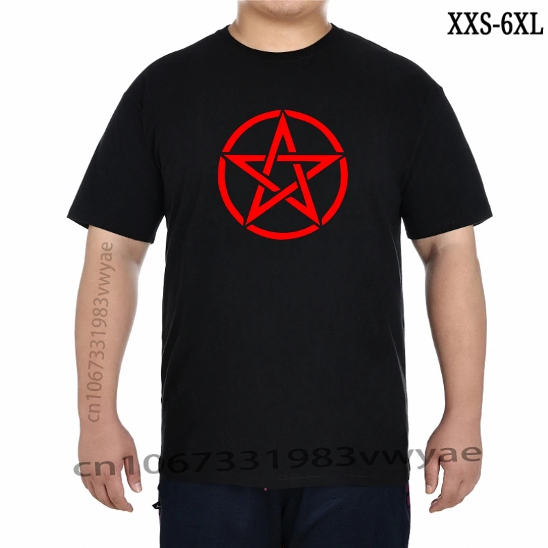

Pentagram TShirt Men Goth Rock Punk Metal Gothic Biker Satanic Red Loose Plus Size Tee Shirt XXS-6XL