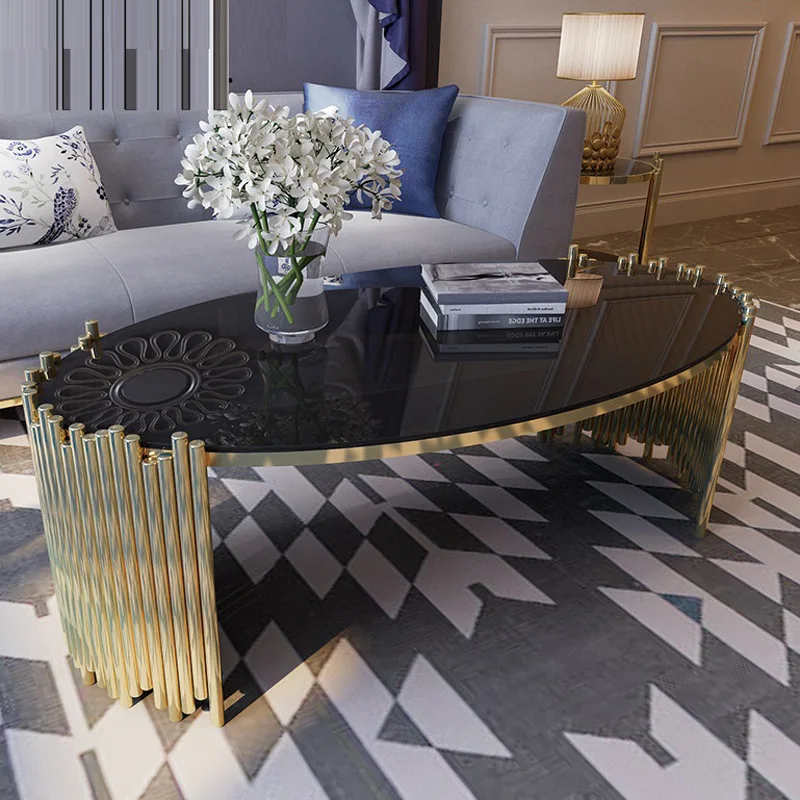 

Wholesale Post-Modern Corner Table Small Apartment Living Room Sofa Side Table Gold-Plated Stainless Steel Tempered Glass Round