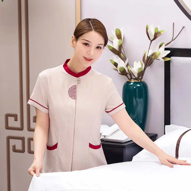 Рабочая летняя одежда с коротким рукавом женская для уборки в гостиничных