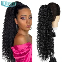 synthetic afro kinky curly wig drawstring puff ponytail natural extension hair clip in horse tail kinky hair extension hair weav