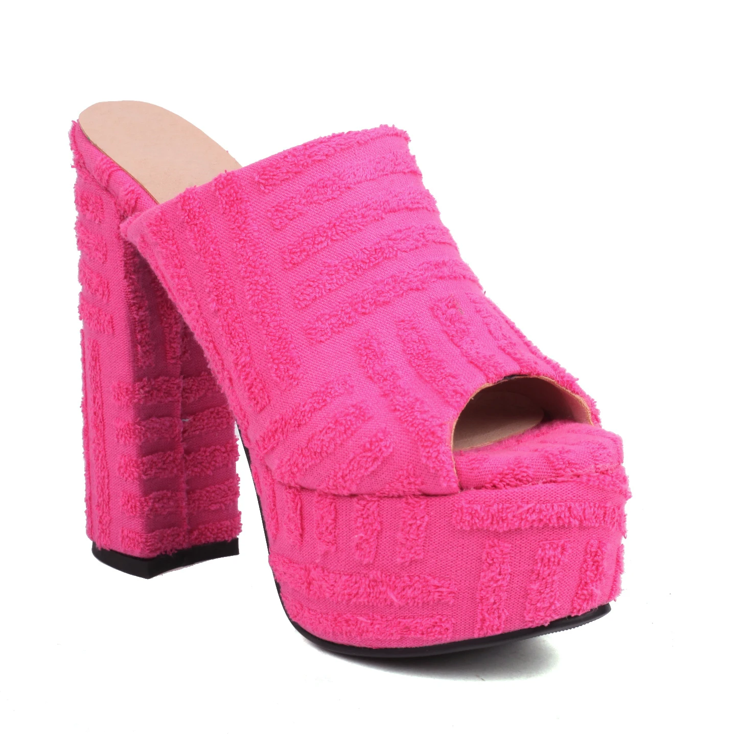 

Летние женские туфли с открытым носком, удобные тканевые туфли на высоком каблуке 15 см, однотонные модные женские туфли-лодочки