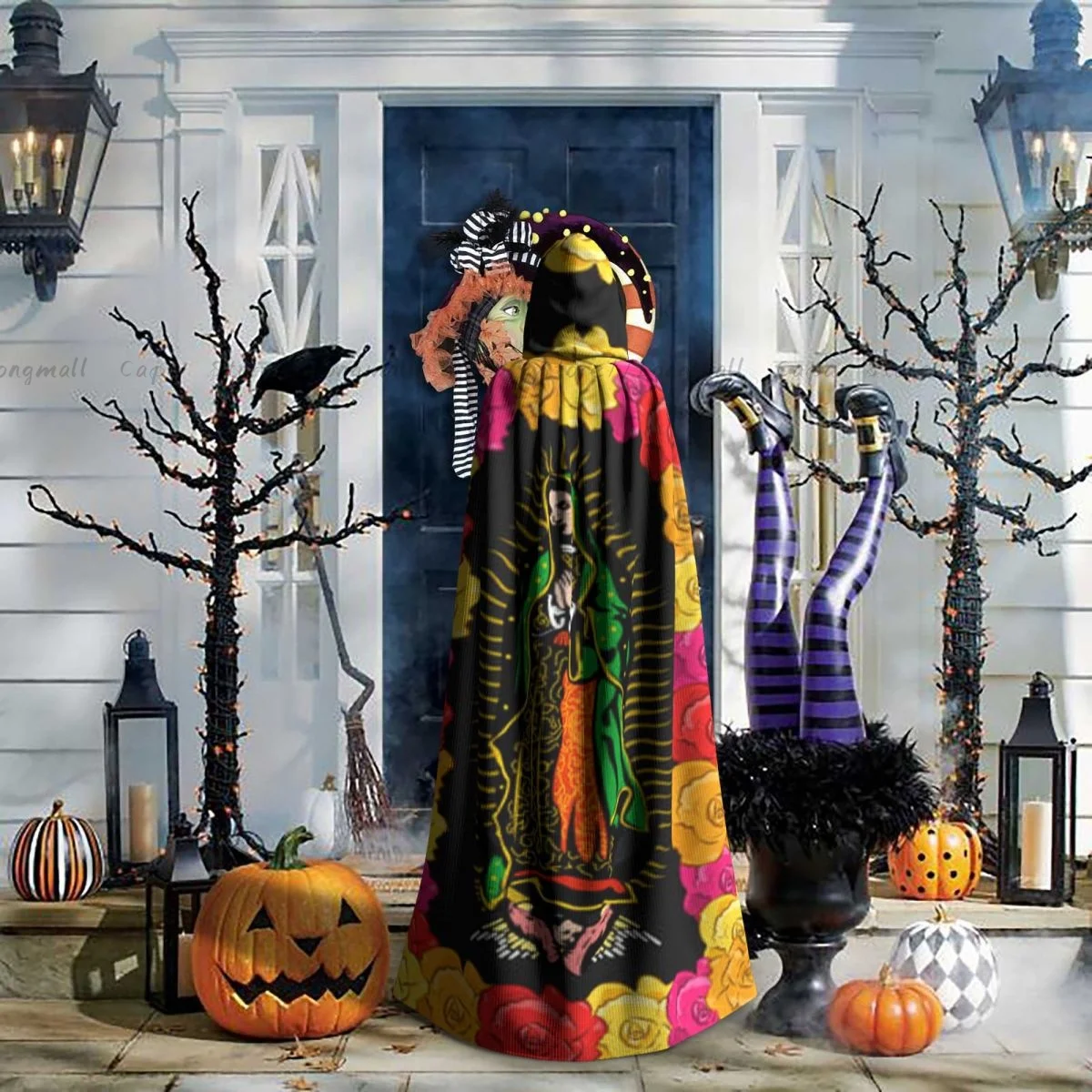 Дева Гваделупской Розы Иллюстрация Плащ с Капюшоном Пальто Хэллоуин Косплей