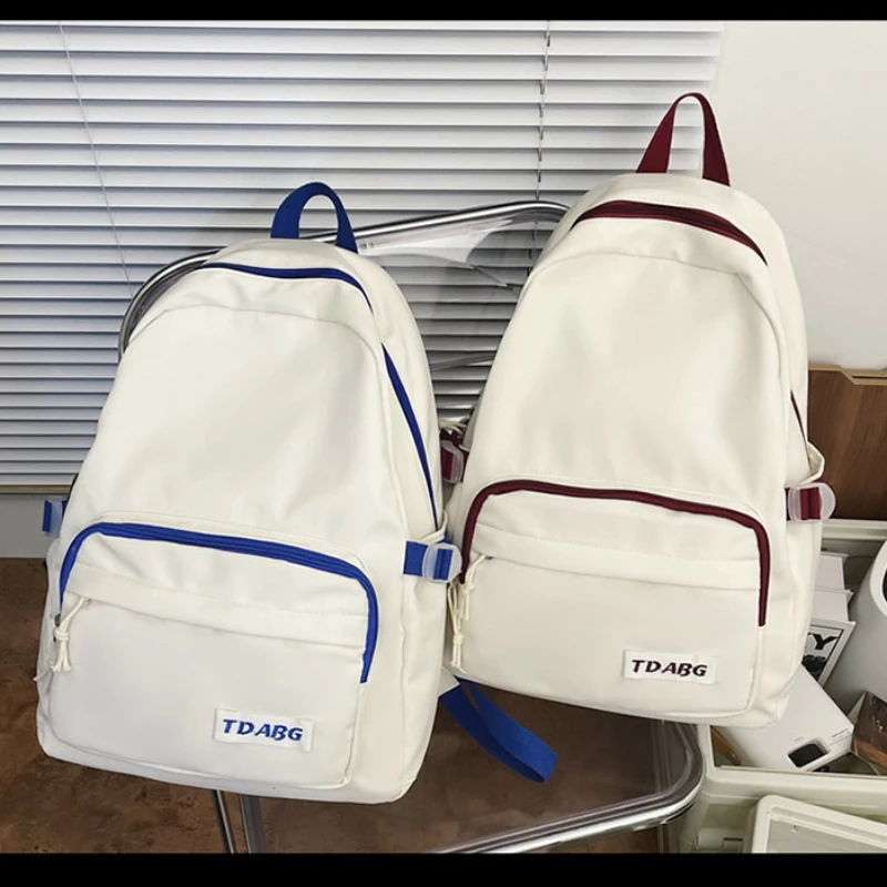 

Solid Color Backpack Female Schoolbag School Student Junior High School Large Capacity Double Adjustable College Bookbags