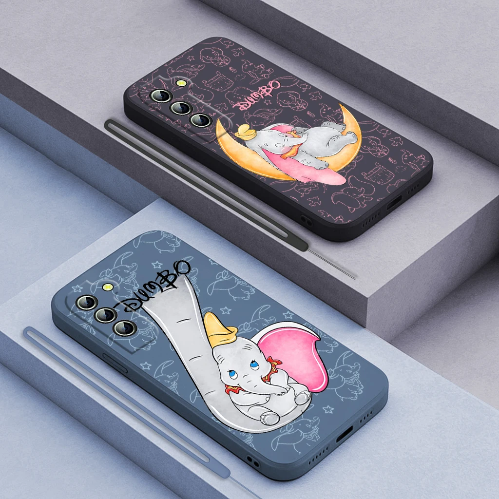 

Disney Dumbo Cute Phone Case For Samsung Galaxy S23 S22 S21 S20 FE Ultra Plus S10 Lite 5G Liquid Rope Funda Cover
