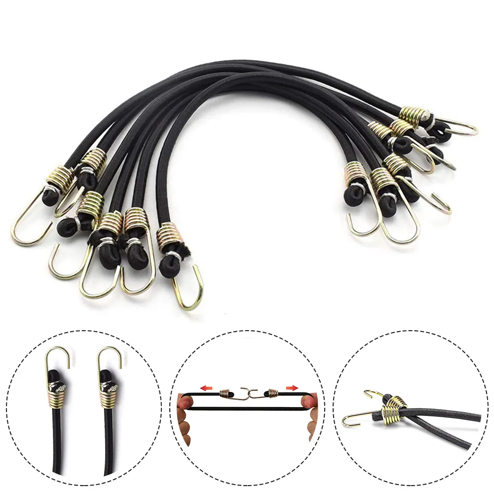 

20 Pack Latex Cord Heavy Duty Elastic Bungee Cord Hook Luggage 30cm Outdoor Elastic Rope Camping Hiking Equipment Black White