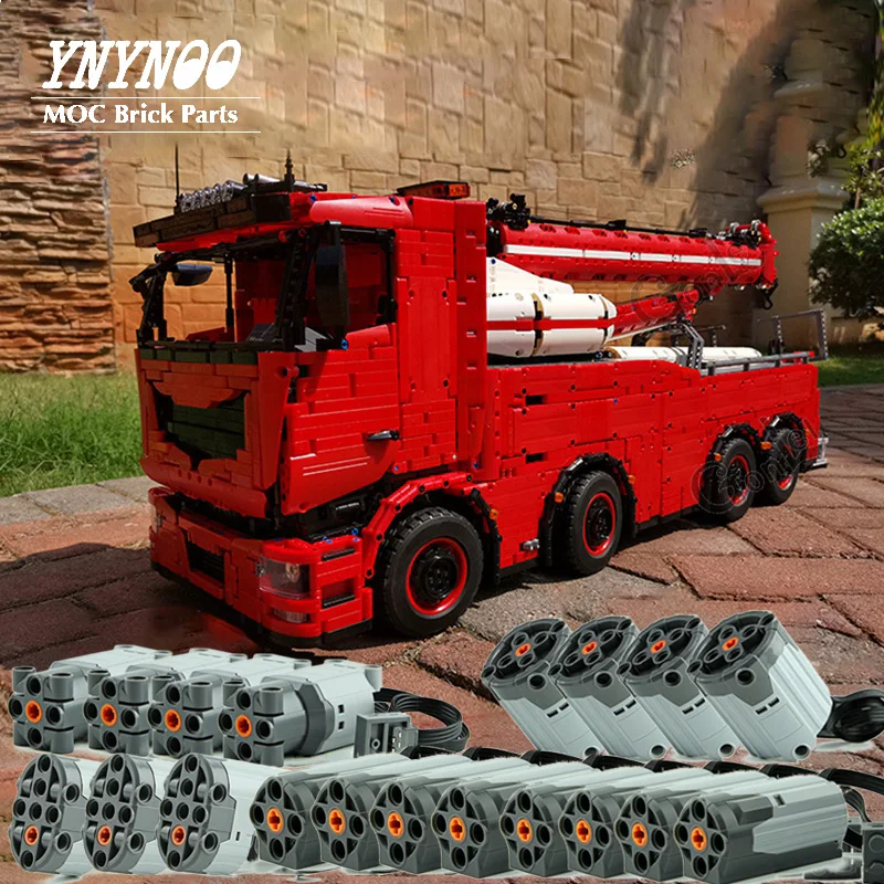 

Новый высокотехнологичный Радиоуправляемый грузовик MOC 29848 летучая мышь внедорожный строительный блок кирпичи модель 8X8 прицеп спасательн...