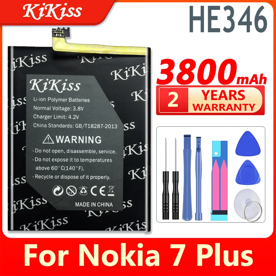 

KiKiss 3800mAh HE346 HE 346 For Nokia 7 Plus 7Plus Smart Mobile High Capacity Phone Battery For Nokia 7 Plus Li-Polymer