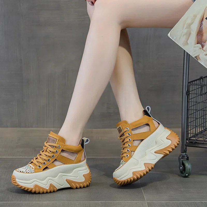 Сандалии женские на толстой подошве дышащие босоножки в римском стиле кроссовки