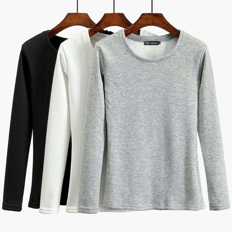 Womens Thermal Underwear Fleece Lined Base Layer Top Thermal Undershirt Sleepwear Bottoming Shirt Winter Inner Wear for Women