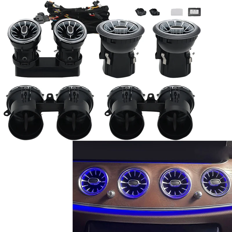 

64 Color Car Front Rear Turbine Air Outlet Ambient Light A/C Vent Outlet Atmosphere Lamp for Benz E Class W213 2016-2022