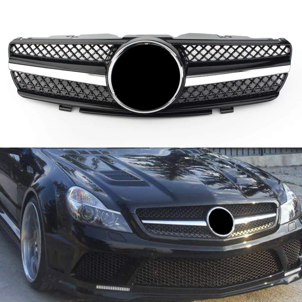 

Car Front Bumper Grille Auto 1 Fin Center Mesh Grill For Mercedes Benz SL-Class R230 2003 2004 2005 2006 2007