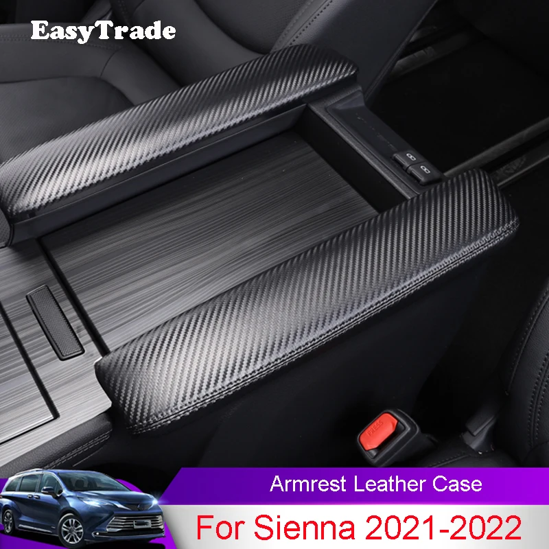 

For Toyota Sienna 2021 2022 Accessories Car Armrest Leather Case Central Control Armrest Decorative Cover Interior Strickers
