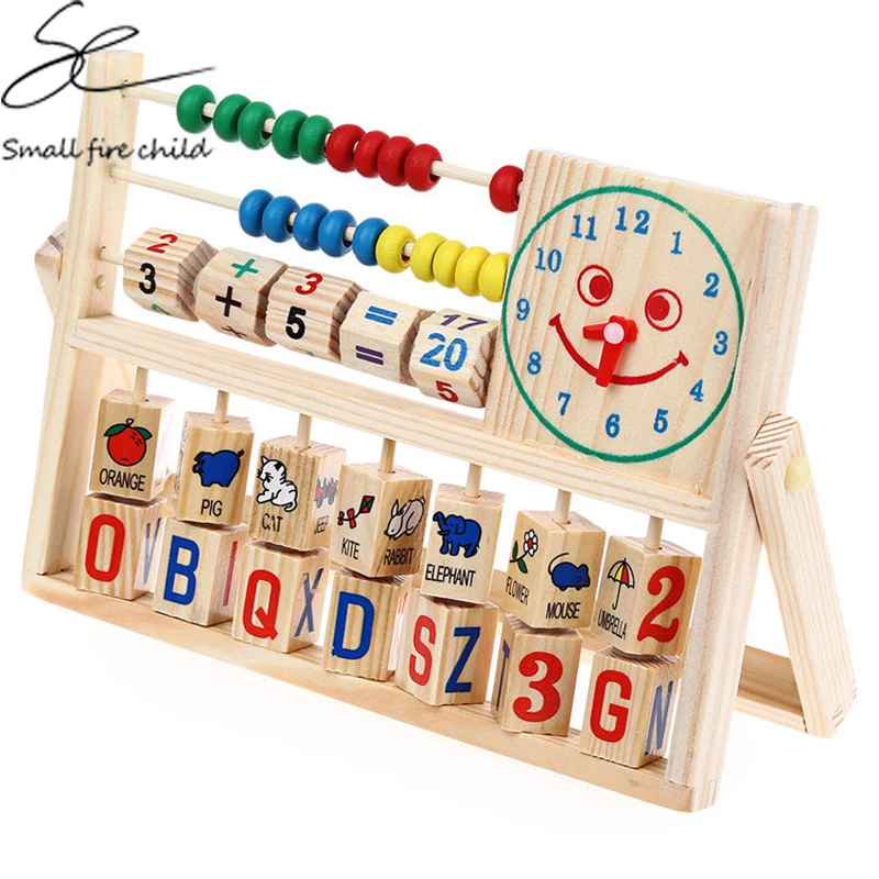 

NEW kids educational toys multi-function smile clock computing frame wooden early childhood teaching Gifts for children