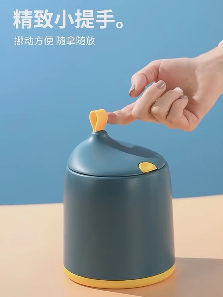 

Trash Can Press Desktop Household Mini Bedside Table Recycling Bin with Lid Korea Desktop Trash Can Household Supplies D711D