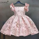 Винтажное платье принцессы для девочек; Детское платье из фатина с цветочным узором на плечах; Золотое жаккардовое платье на свадьбу, День рождения; Детское платье-пачка; Одежда