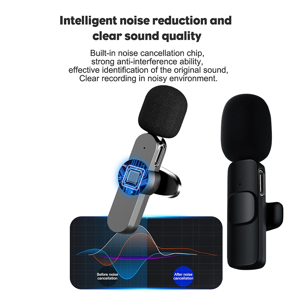 Беспроводной микрофон портативный мини-микрофон для записи аудио и видео iPhone 13