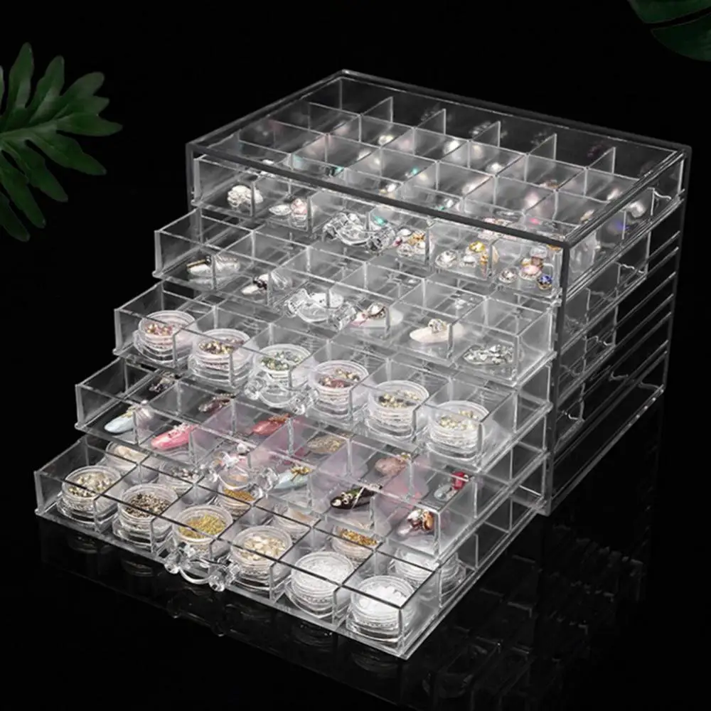 

Organizer Transparent Makeup 120 Grids Acrylic Nail Display Jewelry Drawer Box