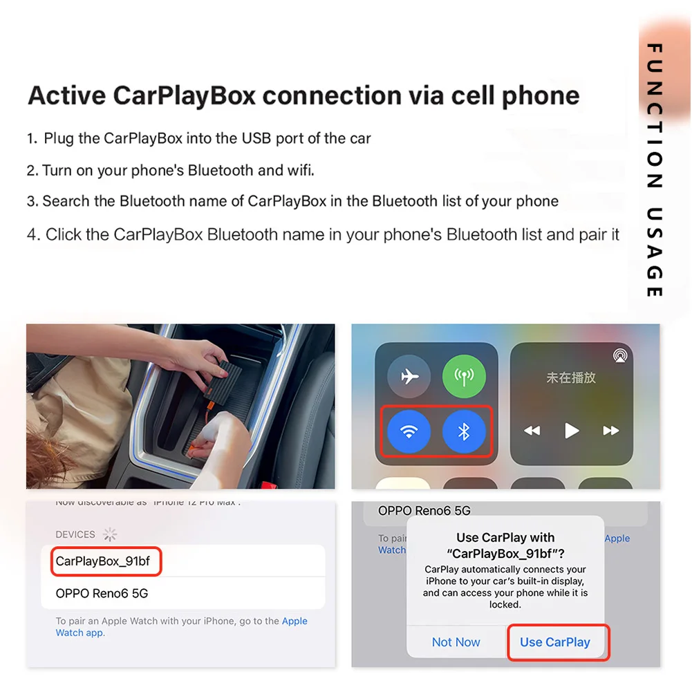 

Box CarPlay Wired To Wireless Siri Control Video Player 5V 1A ABS Bluetooth Car Dongle For Multimedia Multiple Control