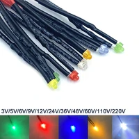 5pcs 1 8mm pre wired leds emitting diodes diffused 20cm prewired led bulb lights 3v 5v6v9v 12v 24v 36v 48v 60v 110v 220v 6 color