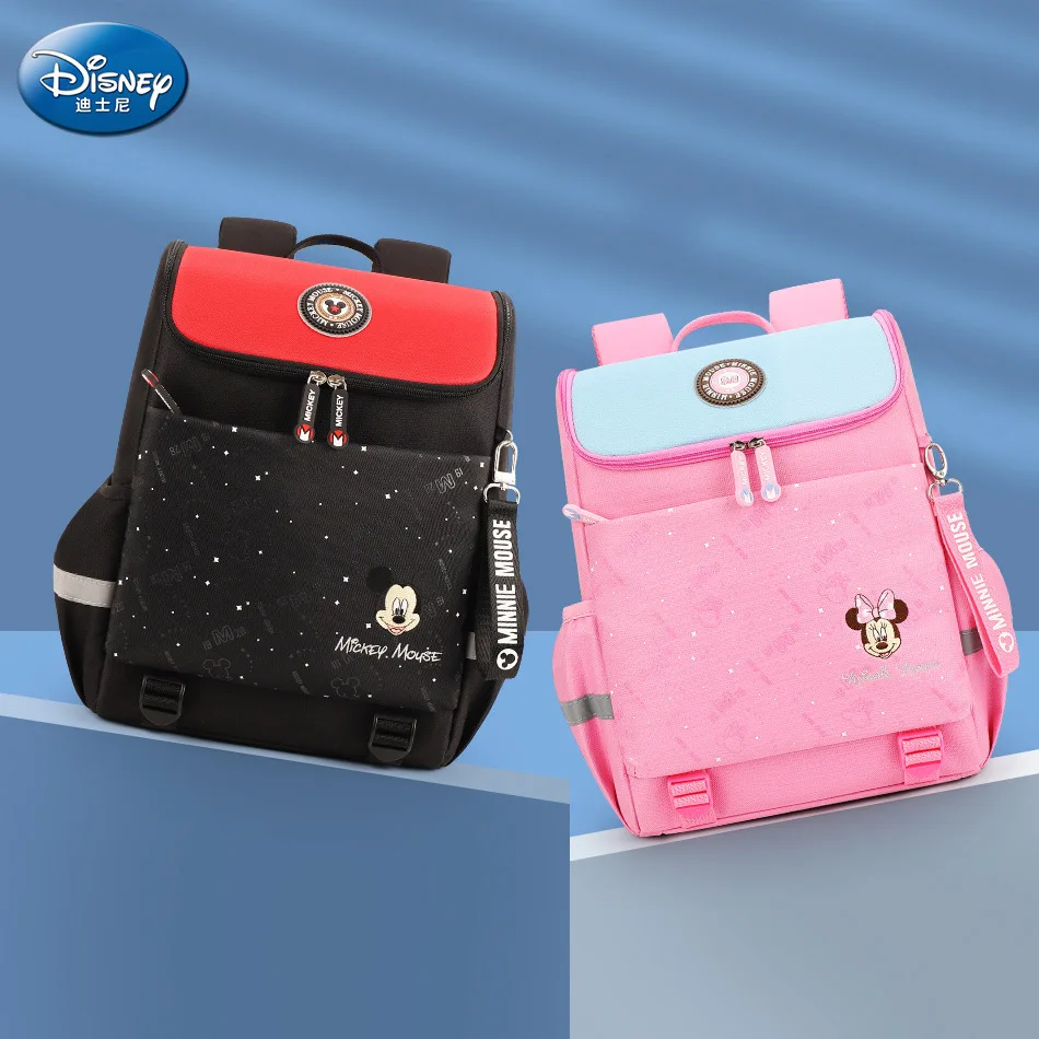 Disney Mickey Minnie New School Bags For Girls Boy Grade 1-6 Primary Student Shoulder Orthopedic Backpack Large Capacity Mochila