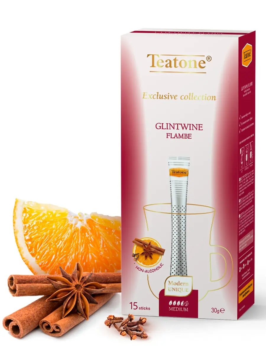 Чайный напиток Пылающий Глинтвейн в стиках Teatone 15 стиков по 2г. Стик заменяет
