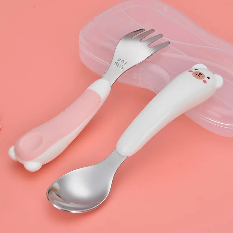 Набор столовых приборов из нержавеющей стали 304 с изображением котенка и медведя