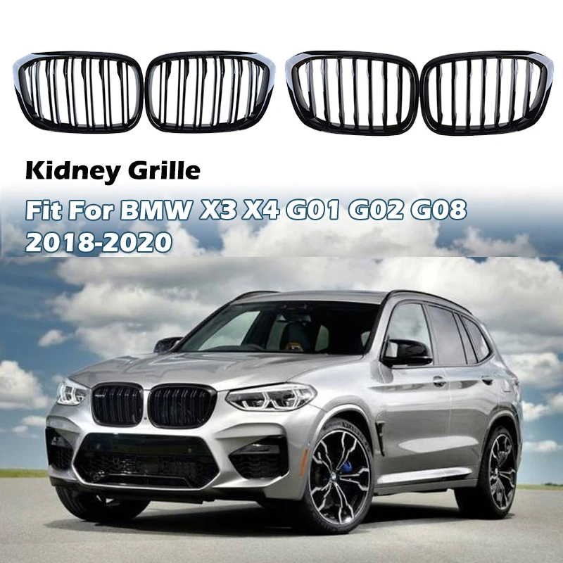 

2Pcs Black Front Kidney Grille Bumper M Edition Racing Grills For BMW X3 X4 G01 G02 G08 2018-2020 Performance Car Accessories