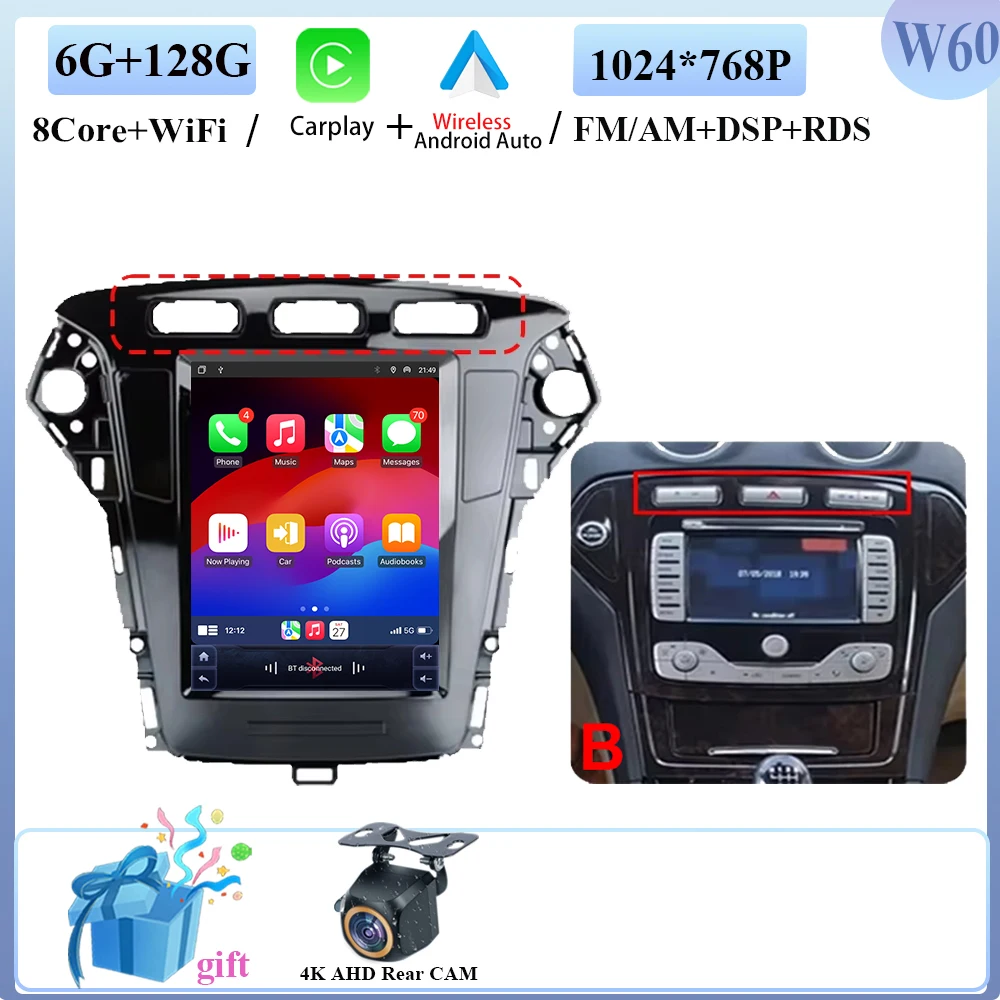 

Автомобильный радиоприемник Carplay для Ford Mondeo MK4 2011-2013, стерео мультимедийный видеоплеер, GPS-навигация, 9,7 дюйма, без 2din DVD