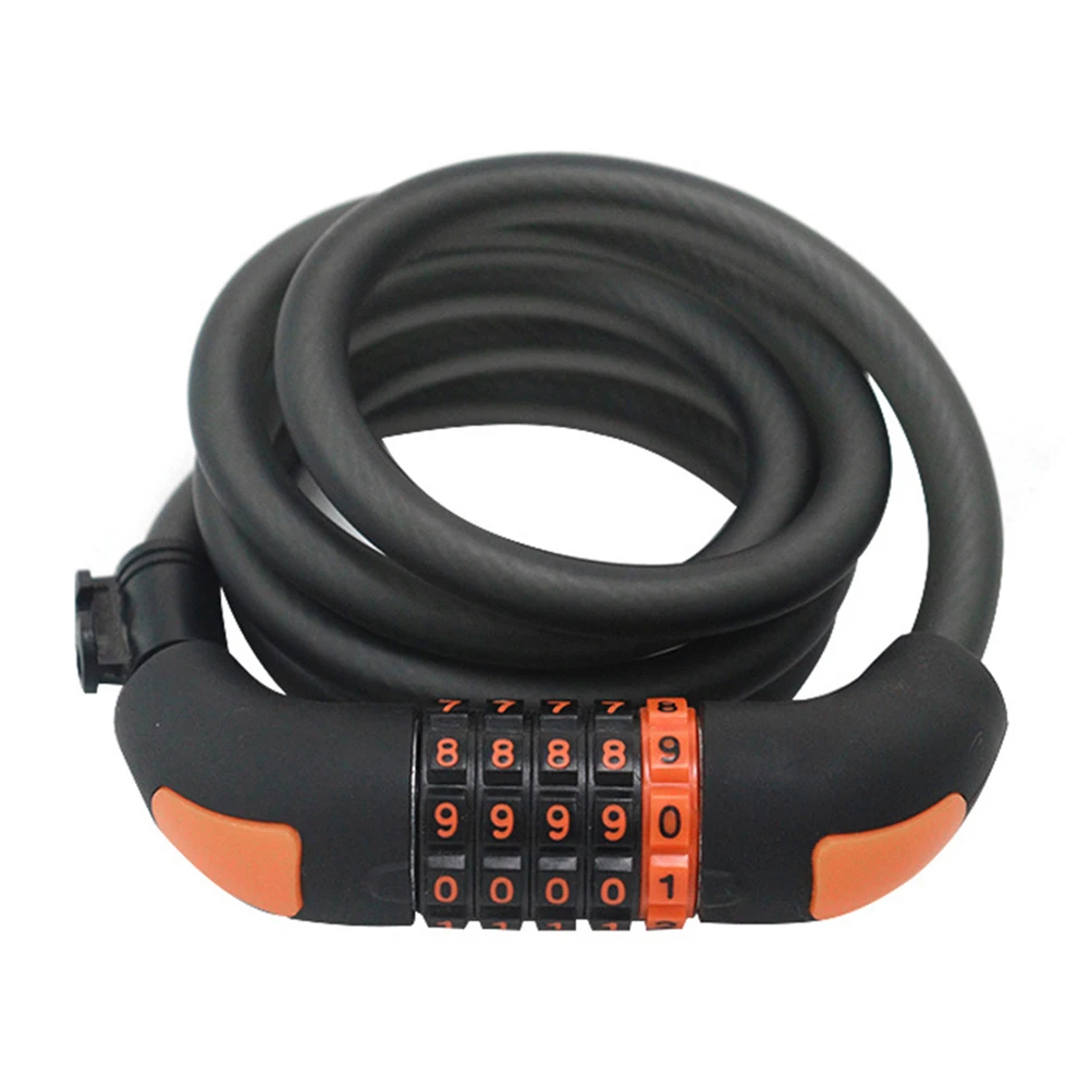 

Bicycle Lock Steel Cable Chain Security Safety Bike Electric Password 5 Digit Lock Anti-Theft Combination Number Bike CableLock
