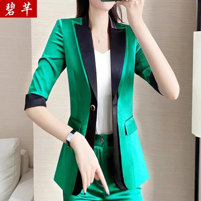 2022 Woman Blazer Coat Female Purple High Sense Fake Two Piece Fashion Temperament Professional Suit Summer Clothes For Ukraine