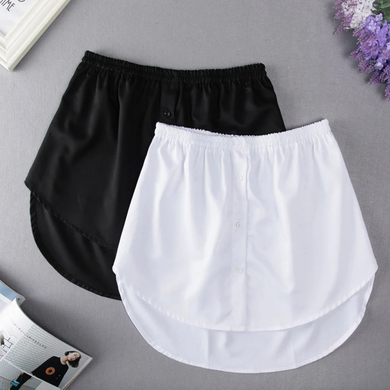 S-3XL Women Fake Shirt Hem Detachable Underskirt Irregular Skirt Tail Blouse Hem Extender Mini Skirt Layered Inner Layer