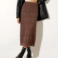 women casual long skirts floral printed high waist simple elegant elastic waist skirts streetwear bottoms