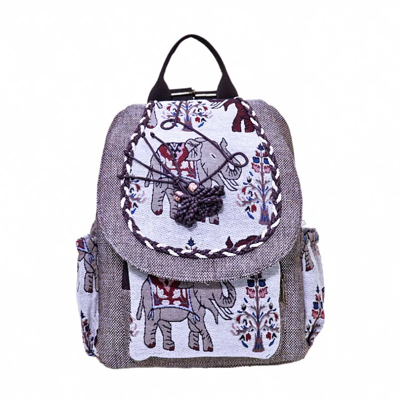 

New popular trend string appliques string appliques zipper&hasp backpacks!Hot national prints women backpack Top canvas backruck