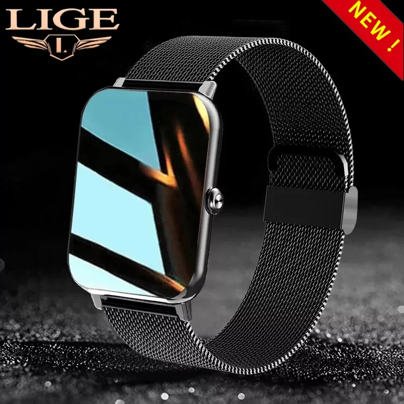 

LIGE 2021 Men New Smart Watch 1.69" Full Touch Body Temperature Heart Rate Monitor Smartwatch Waterproof Women Smart Wristw