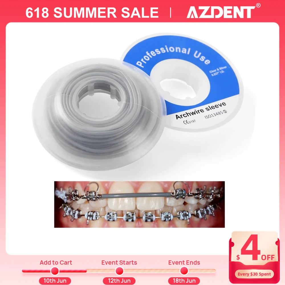 

AZDENT 5m/Roll Dental Orthodontic Elastic Arch Wire Sleeve Tubing Plastic Cannula I.D 0.037" Dentistry Material for Dentists