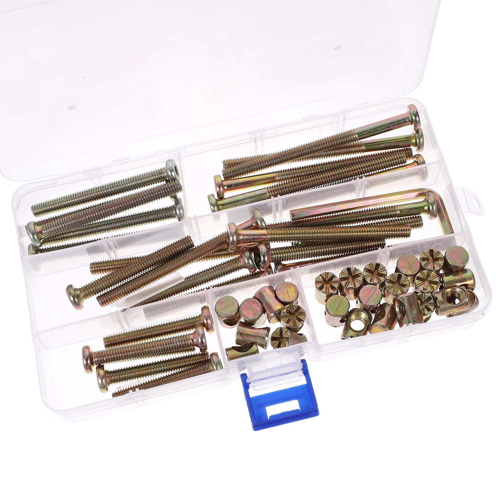 

51 Pcs Hexagon Socket Head Screw Bed Rail Fasteners Barrel Nut Wrench Boxed Kit Copper Alloys Replacement Parts Baby Nuts