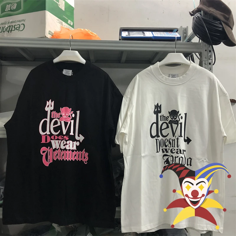 

Devil Does Vetements T-Shirt Men Women 1:1 Best Quality Oversize Black White T Shirt Tops Tee