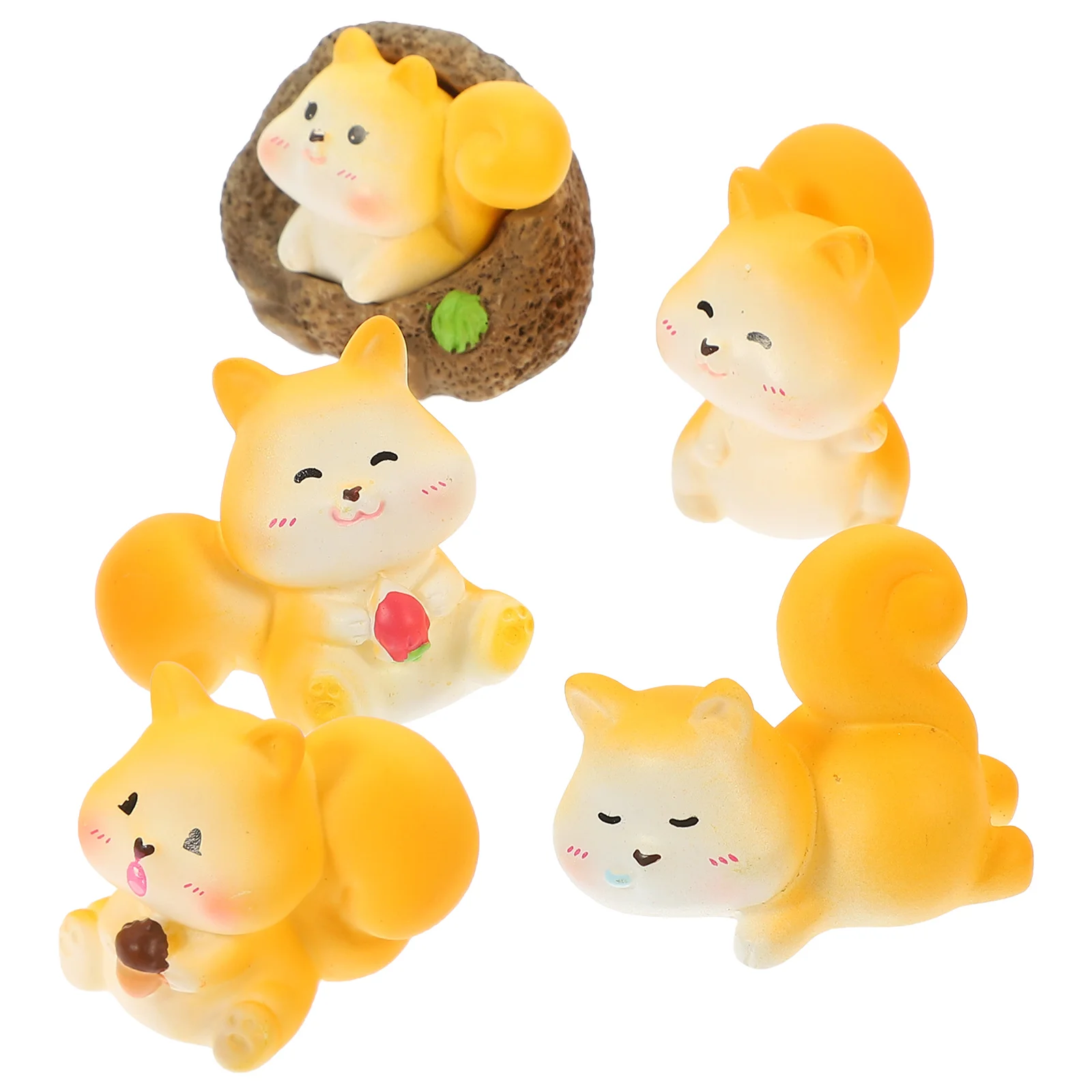 

5pcs Miniature Resin Desktop Squirrel Decoration Squirrel Figurine Desktop Decorations Garden Squirrel Statue