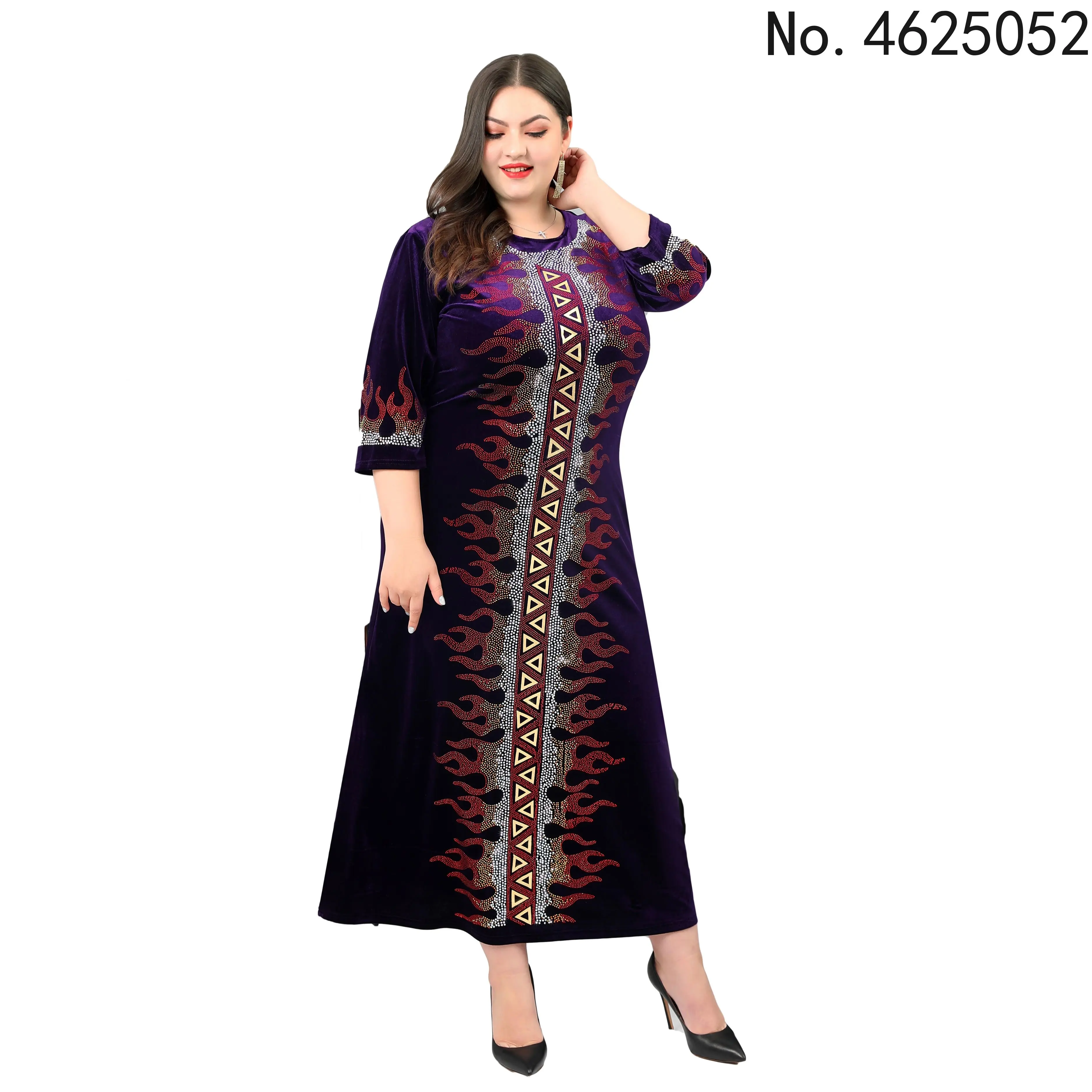 Fashion Sexy Velvet Sequins Robes Chiffon Sleeves Slim Dresses Ladies Muslim Wear Party Office Long Sleeve Maxi Dress