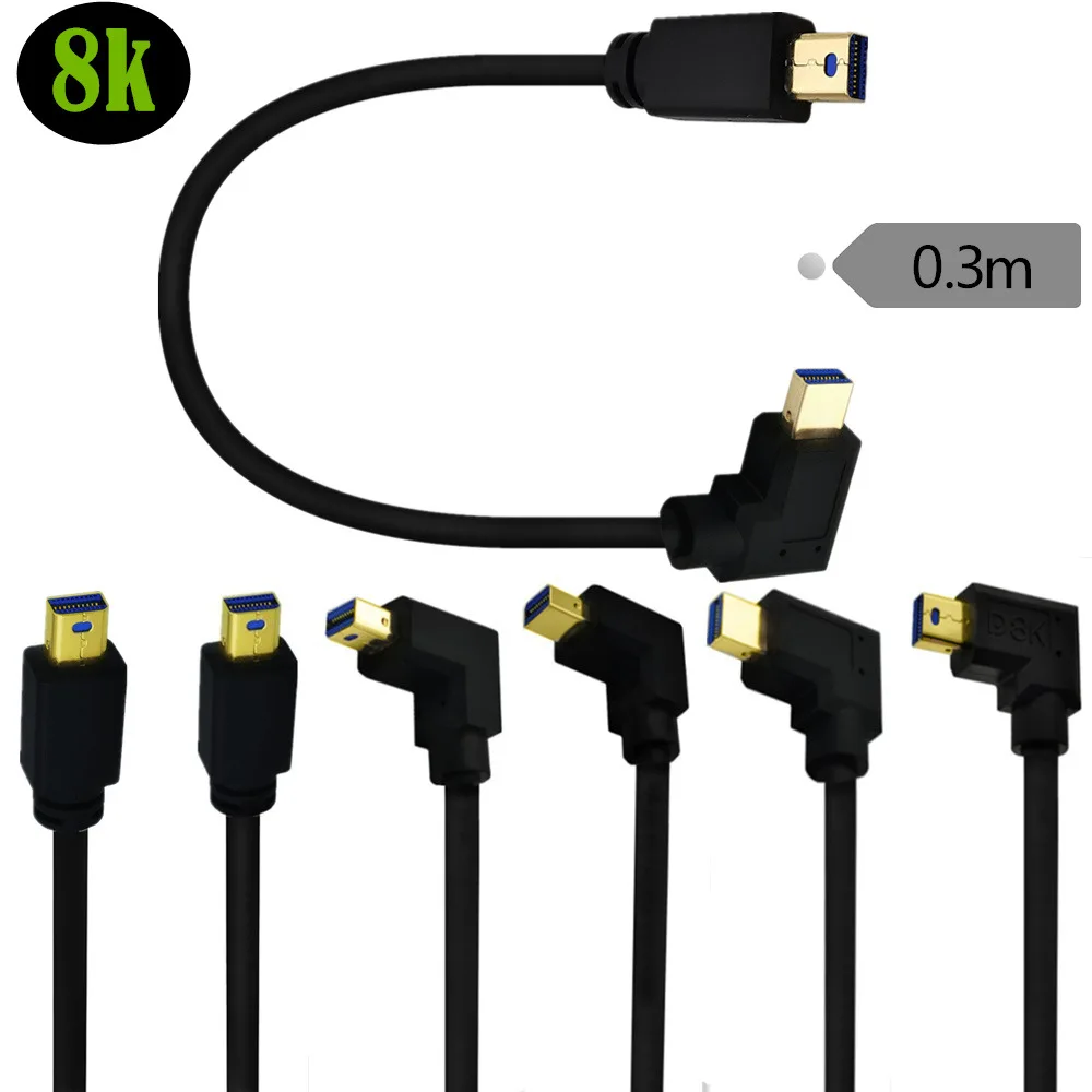 

8K 90°AngleMini DisplayPort 1.4 Video Extension Cable M/M- with HBR2 Support Mini DP Extension Cable 0.3M Left/Right/straight