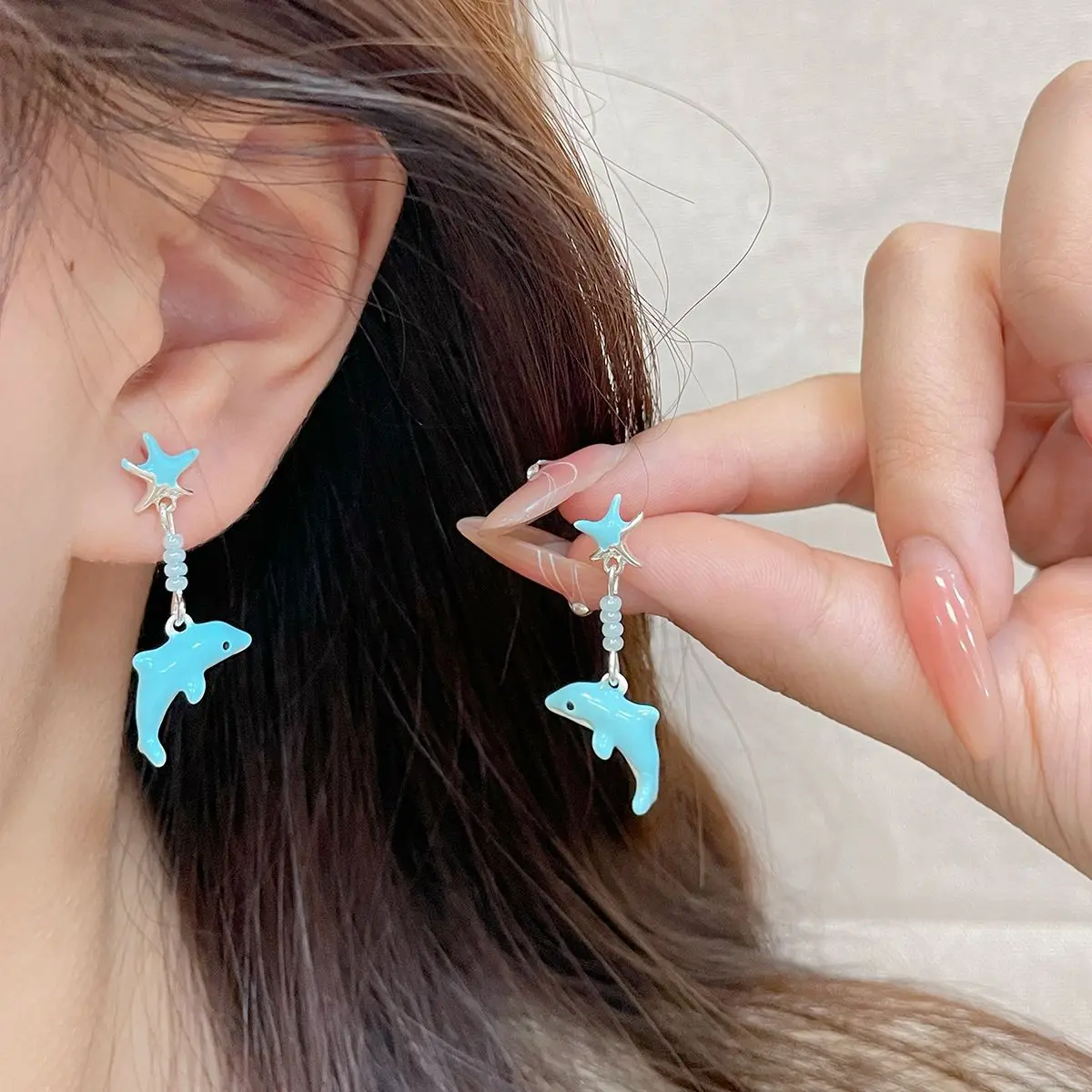 Милые синие серьги KADRUFI с морскими звездами и для женщин милые женские пляжным