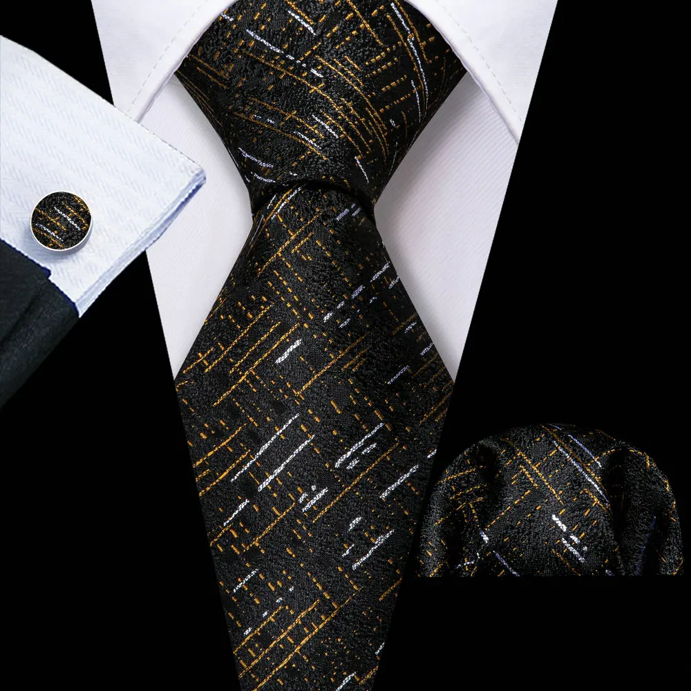 

Fashion Gold Novelty Men Silk Necktie Brooches Men Tie Handkerchief Cufflinks Sets Men Gift Barry.Wang Designer