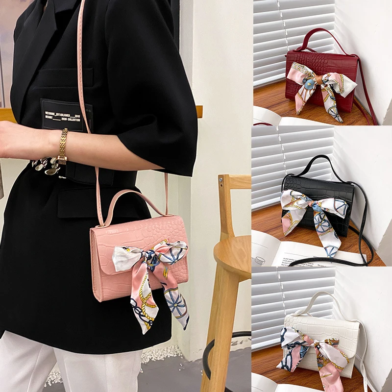 

New Women Small Messenger Bag PU Leather Bow Shoulder Bag Messenger Purse Bag Women Single Strap Crossbody Handbag Purse