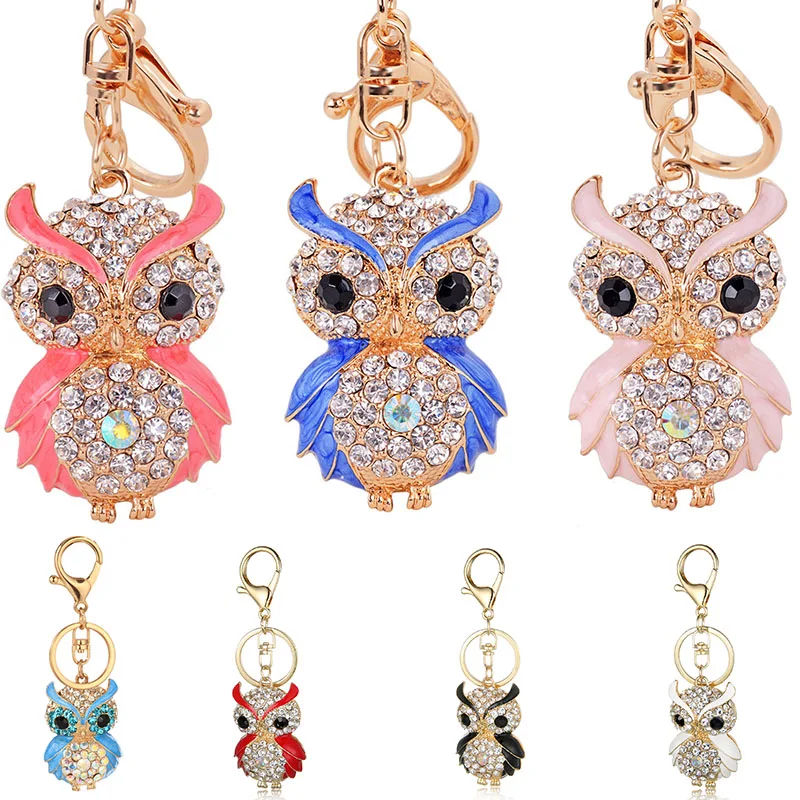 

2PCS Cute Owl Shape Keychains, Funny Owl Keychain With Rhinestones Bling Charm Keychain For Purse Backpack Handbag