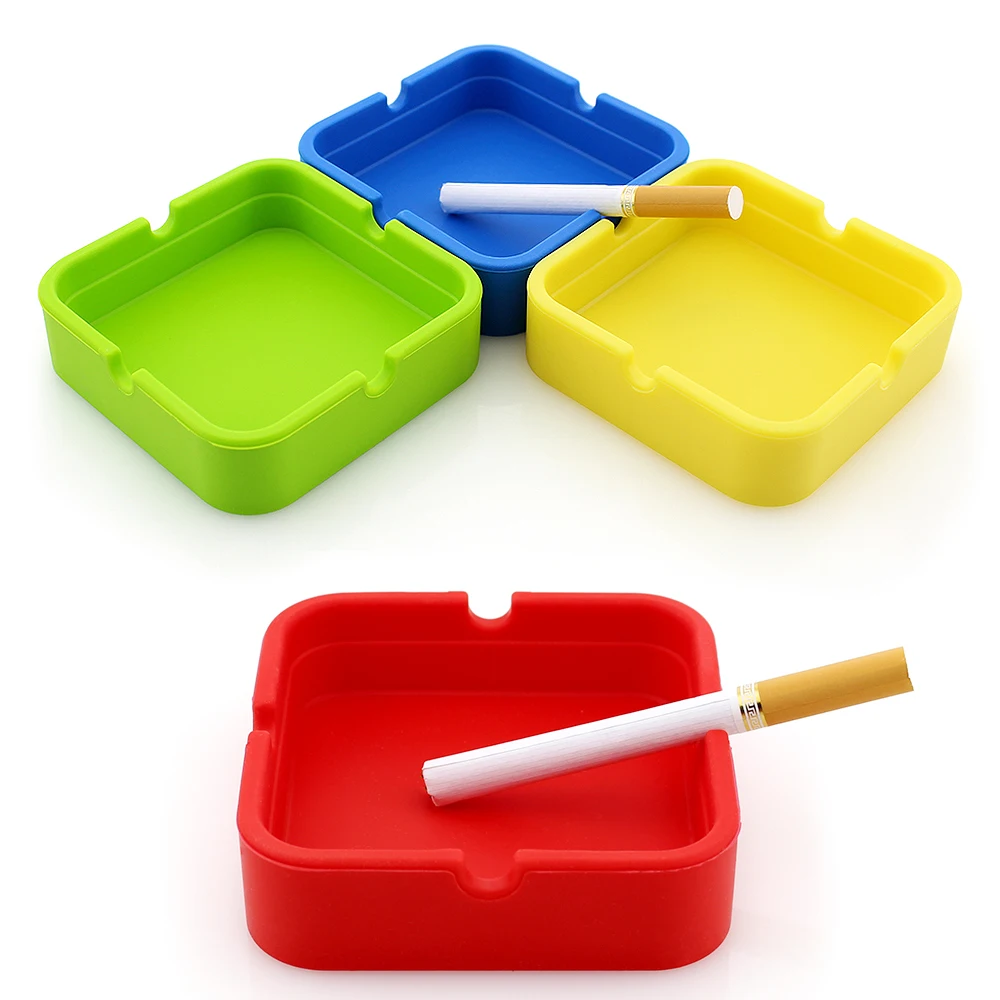 

105Pcs Silicone Tobacco Ashtray Square Smoking Herb Ash Tray Holder Foldable Soft Cenicero Cigarette Accessories Posacenere