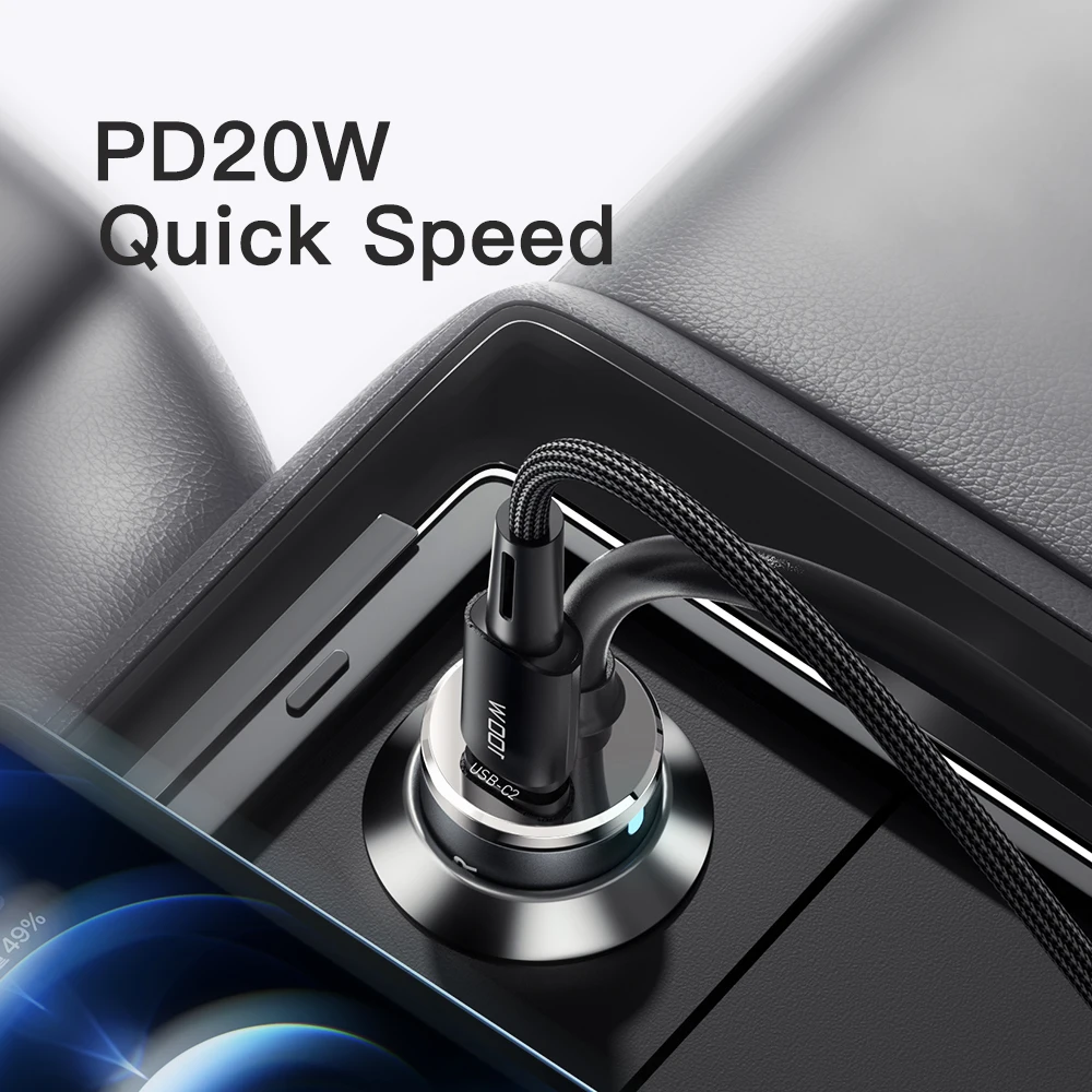 Essager 100W USB Car Charger Fast Charge Type C PD For iPhone 14 13 Xiaomi Samsung Portable USB Phone Charger Quick Charging