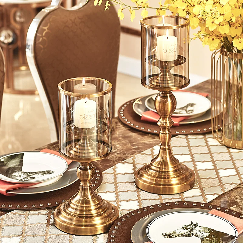 

Роскошный стеклянный подсвечник в стиле ретро, металлический Романтический обеденный стол, подсвечник, скандинавский Декор для дома, обеде...