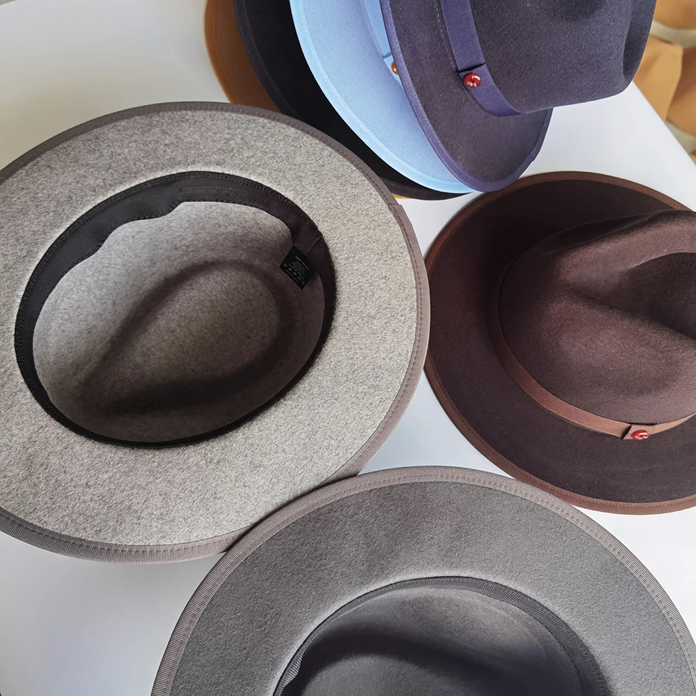 Шляпа Fedora из 100% шерсти с лентой и пуговицами. Фетровая шляпа унисекс короткими